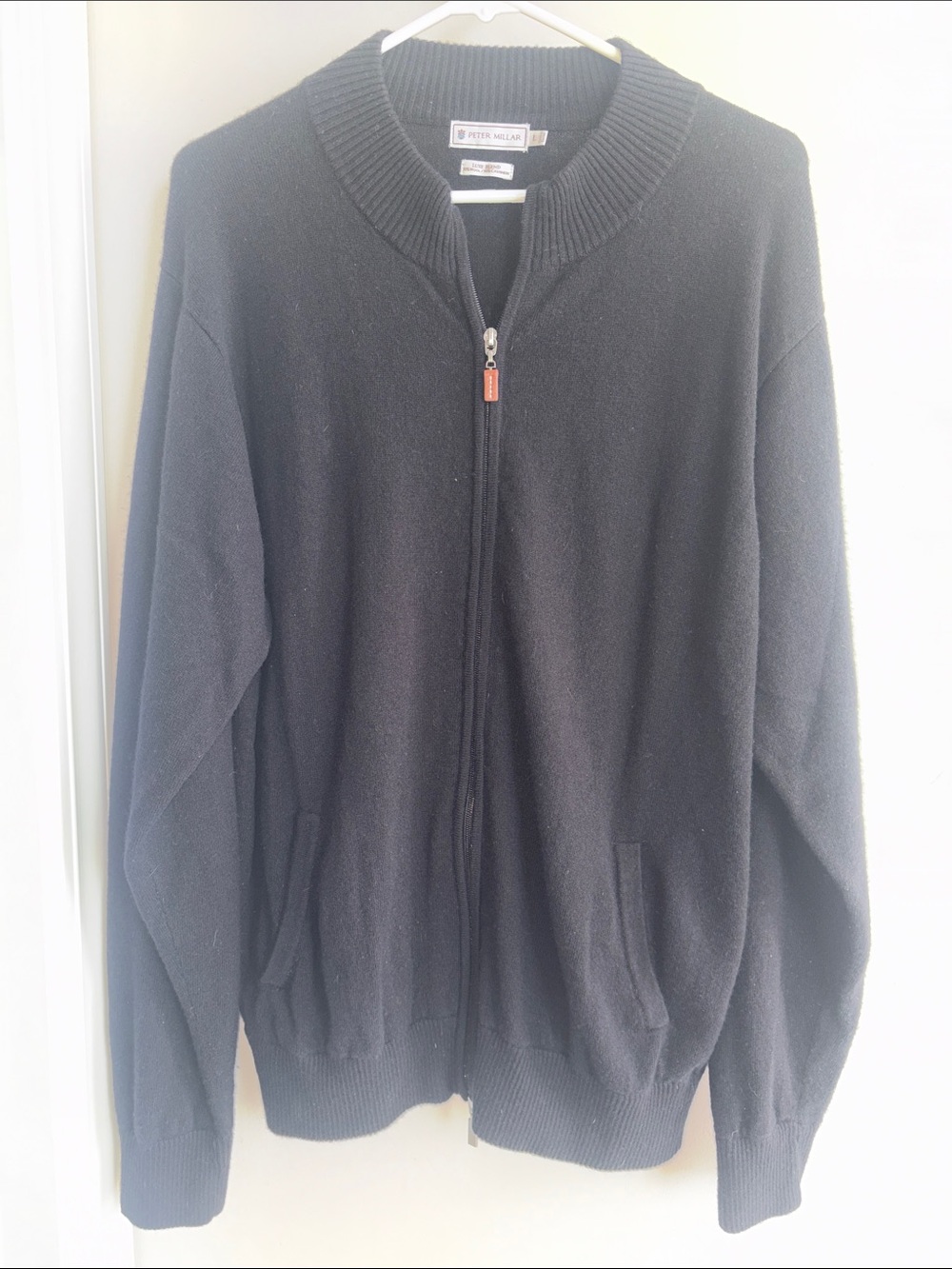Peter Millar Luxe Blend Full Zip Cardigan Sweater Black Large